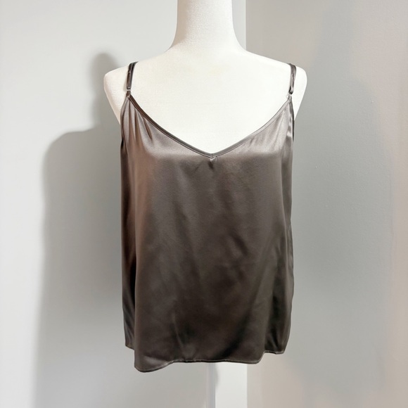 Lilysilk 100% Pure 22mm Mulberry Silk Camisole Top Size Large Taupe Grey Brown - Picture 1 of 14
